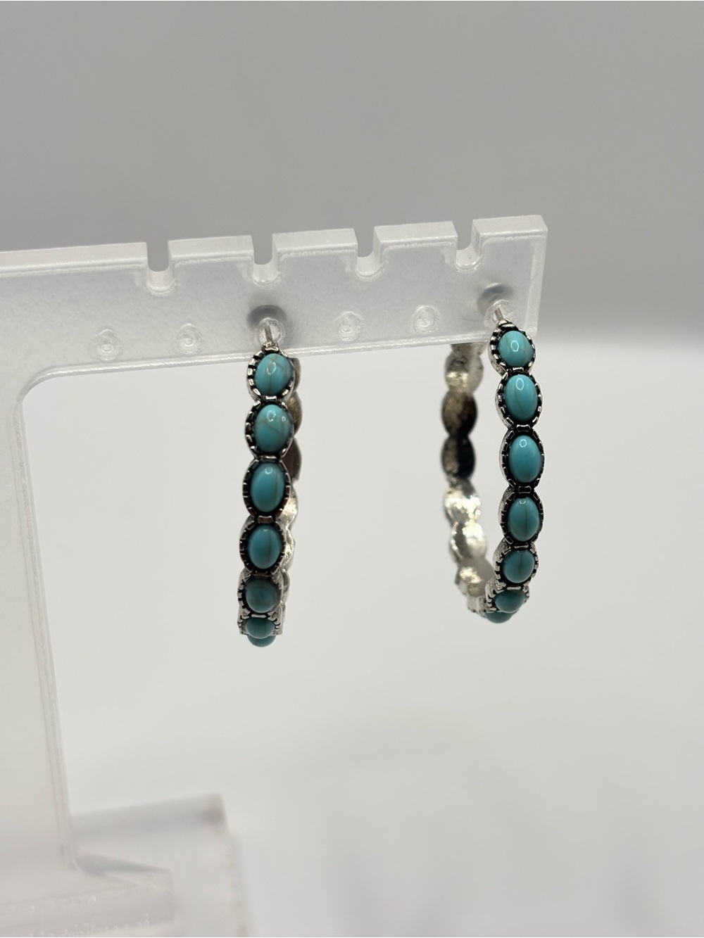 Sterling Silver Turquoise Hoop Earrings